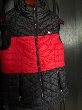 Tommy Hilfiger Black and Red Quilted Puffer Vest